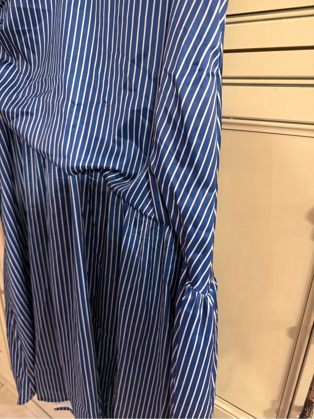 NWT Plus Size 1XL Women’s Navy Stripe Collared Casual MIDI Dress Ruched Panel - Picture 5 of 7